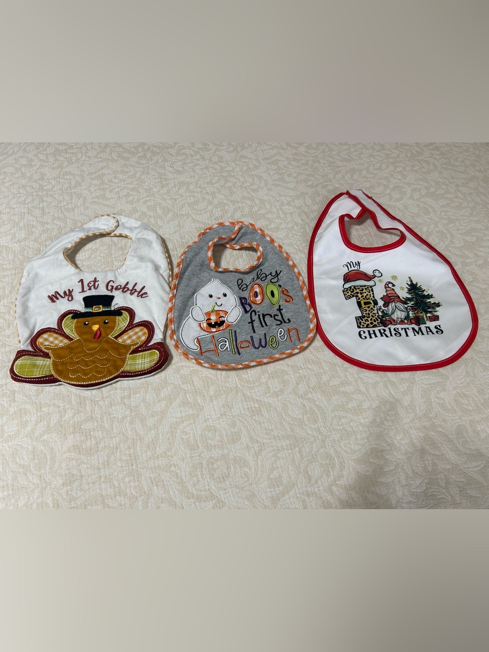Baby Essentials Holiday Set Baby Bibs - White, Orange, Red, Brown, Green